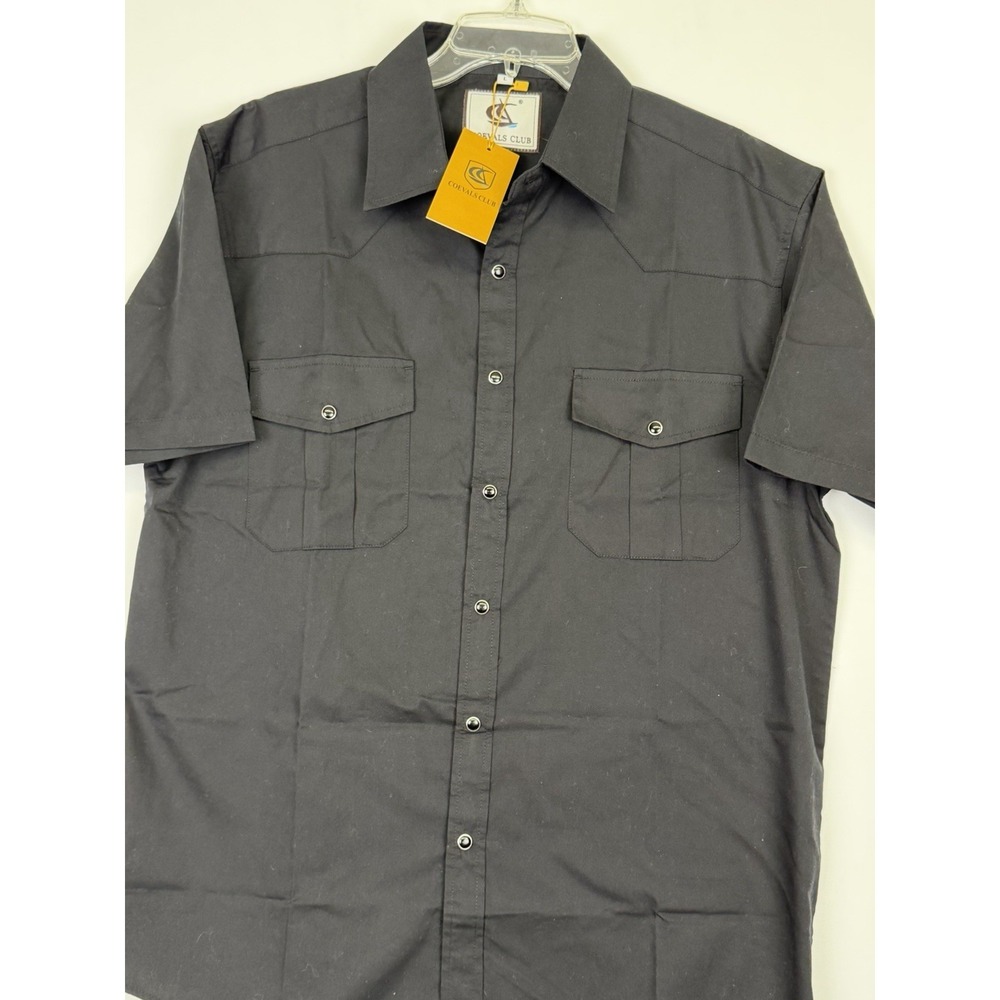 Coevals Club Pearl Snap Shirt Men's Large Black Short Sleeve Western - Picture 3 of 6